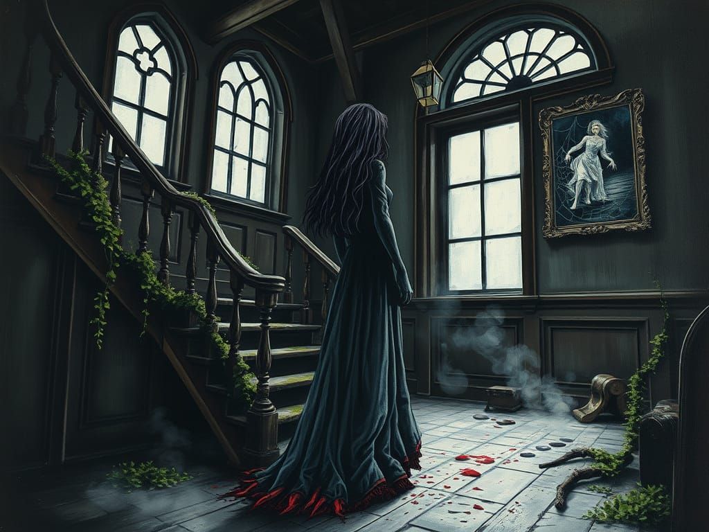 Gothic Mansion in Dark Manga Style