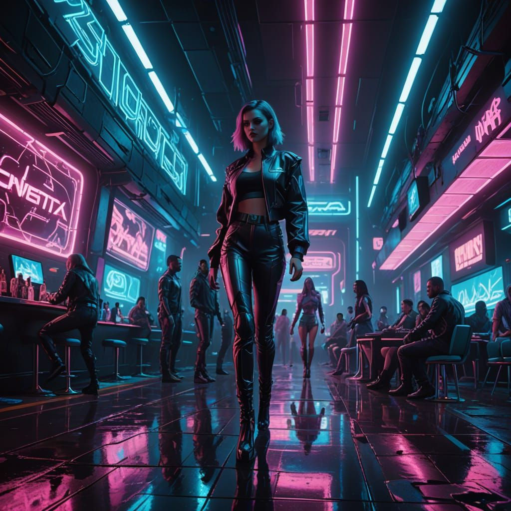 Neon Noir Cityscape at Night