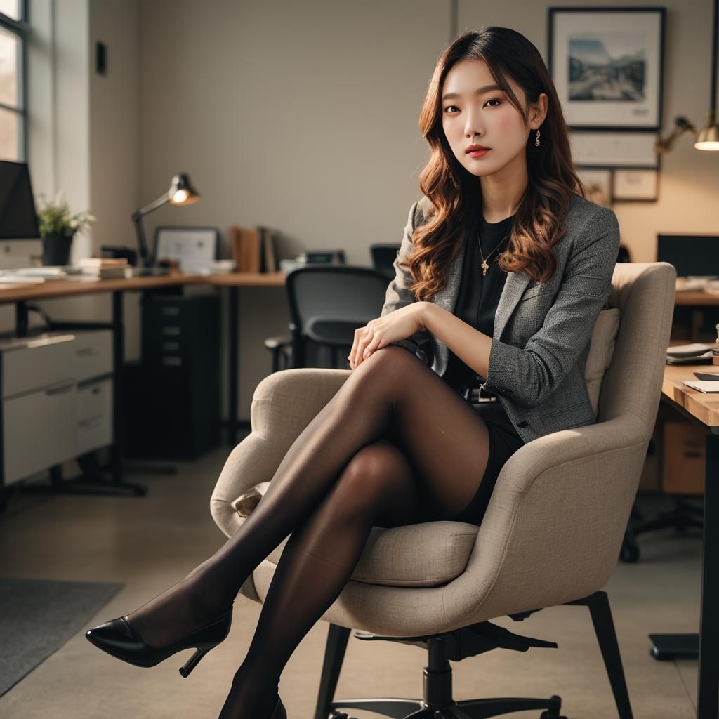 Elegant Office Portrait of an Influencer in Golden Hour