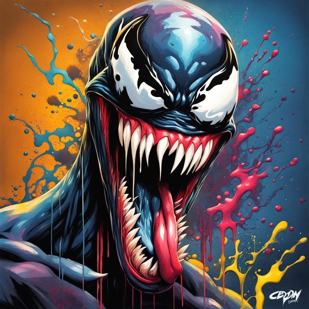 Venom Graffiti Art in Splash Art Style