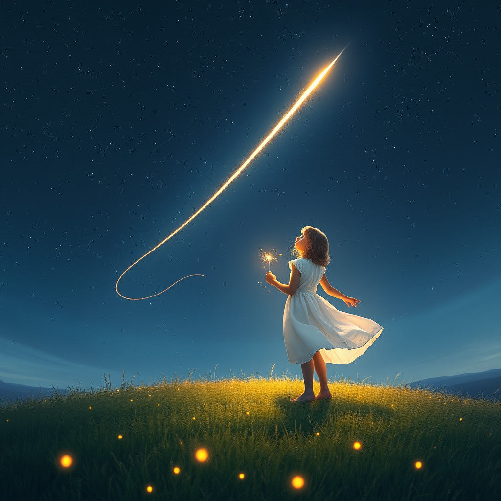 Girl and Shooting Star: Fantasy Concept Art