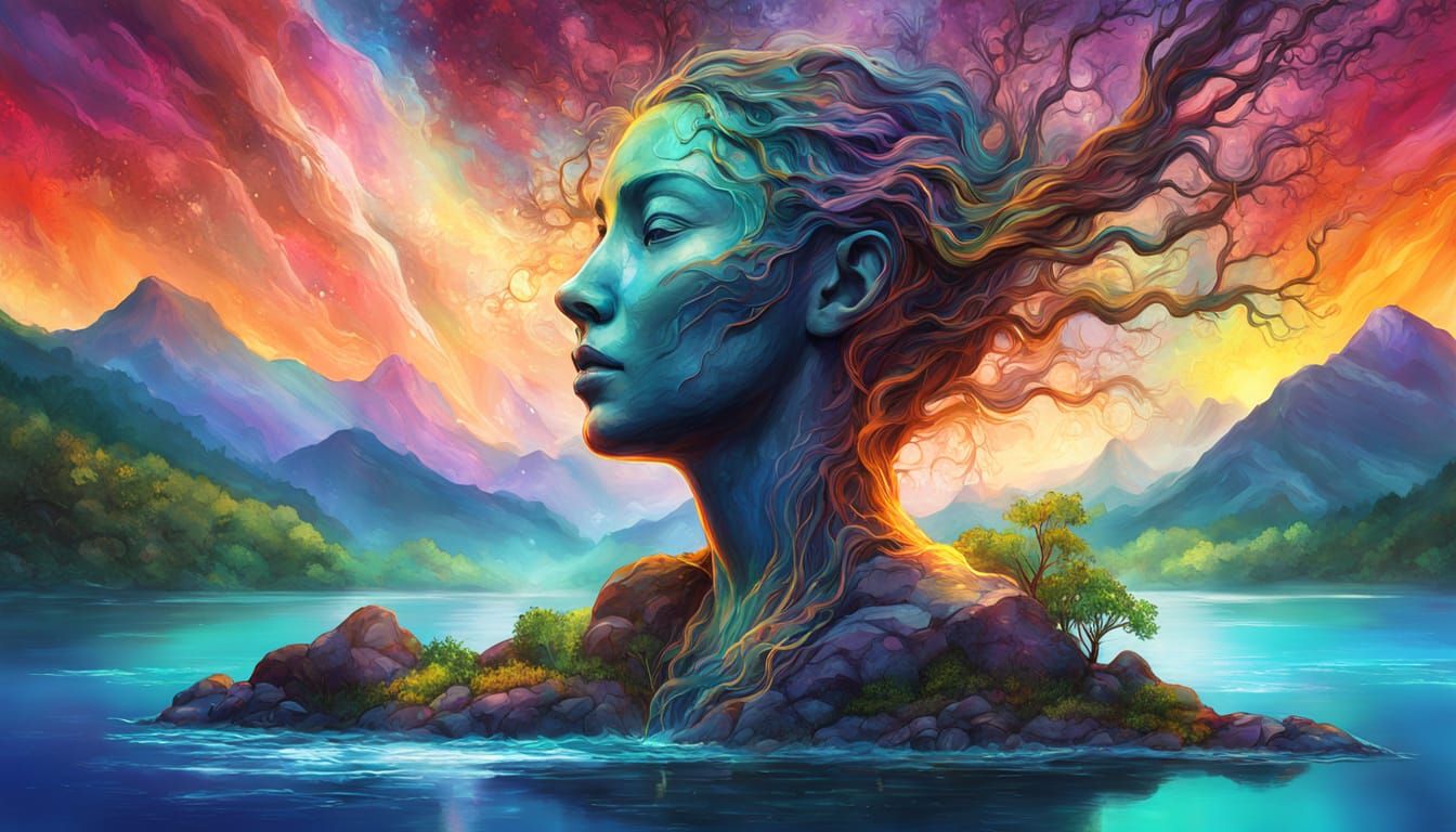 Ethereal Goddess Emerging from the Rock