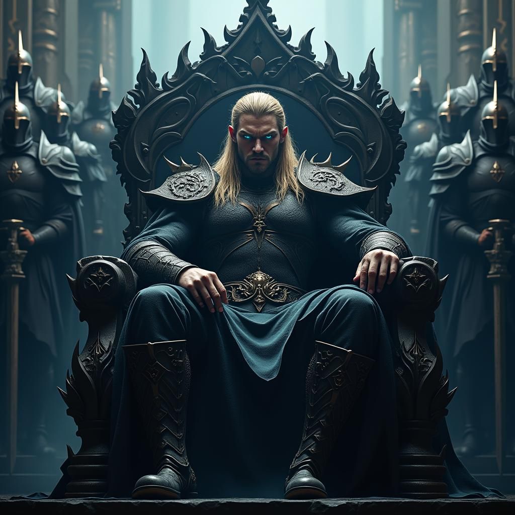 Warrior King on Gothic Throne: Dark Fantasy Art