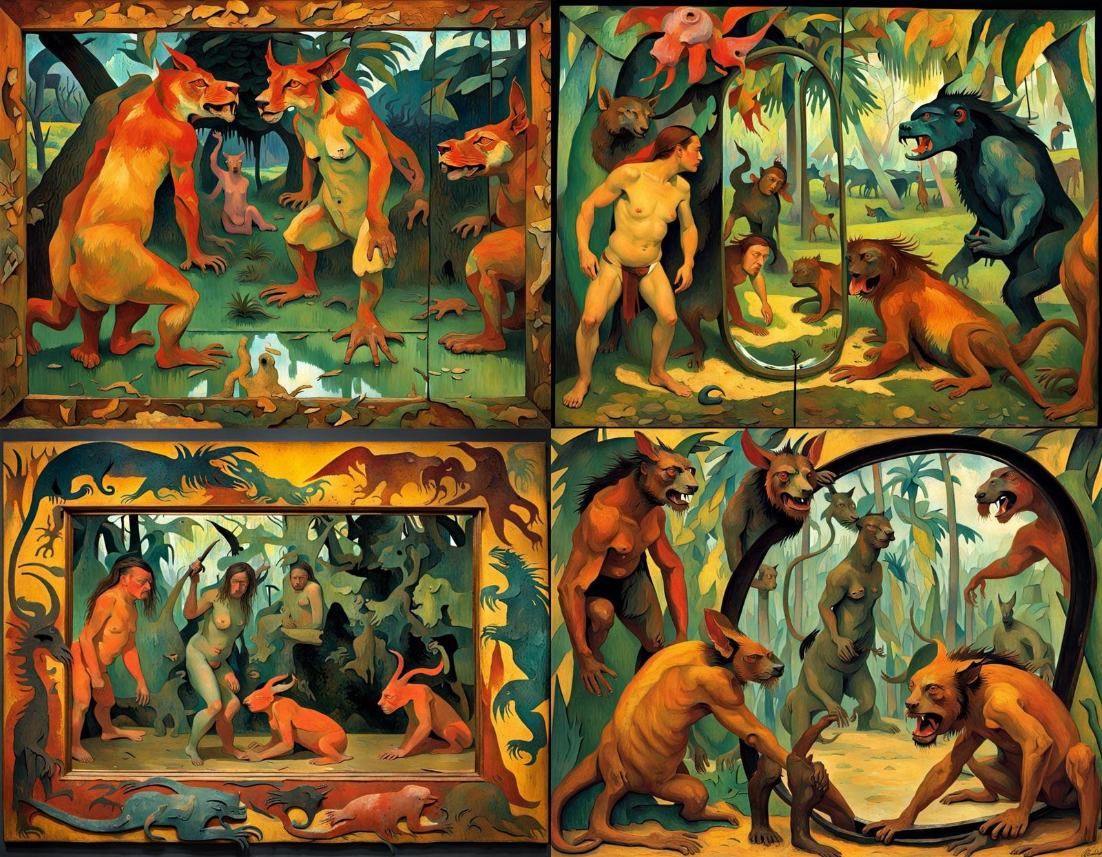 Gauguin-esque Bizarre Beasts in Shattered Mirror