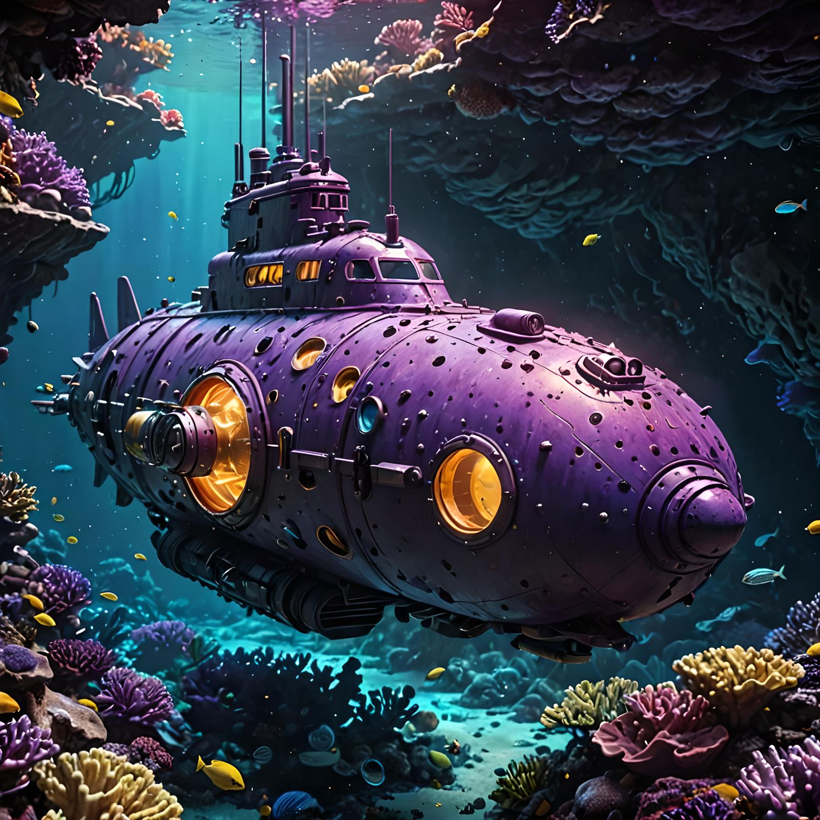 Futuristic Submarine at Coral Reef in Unreal Engine