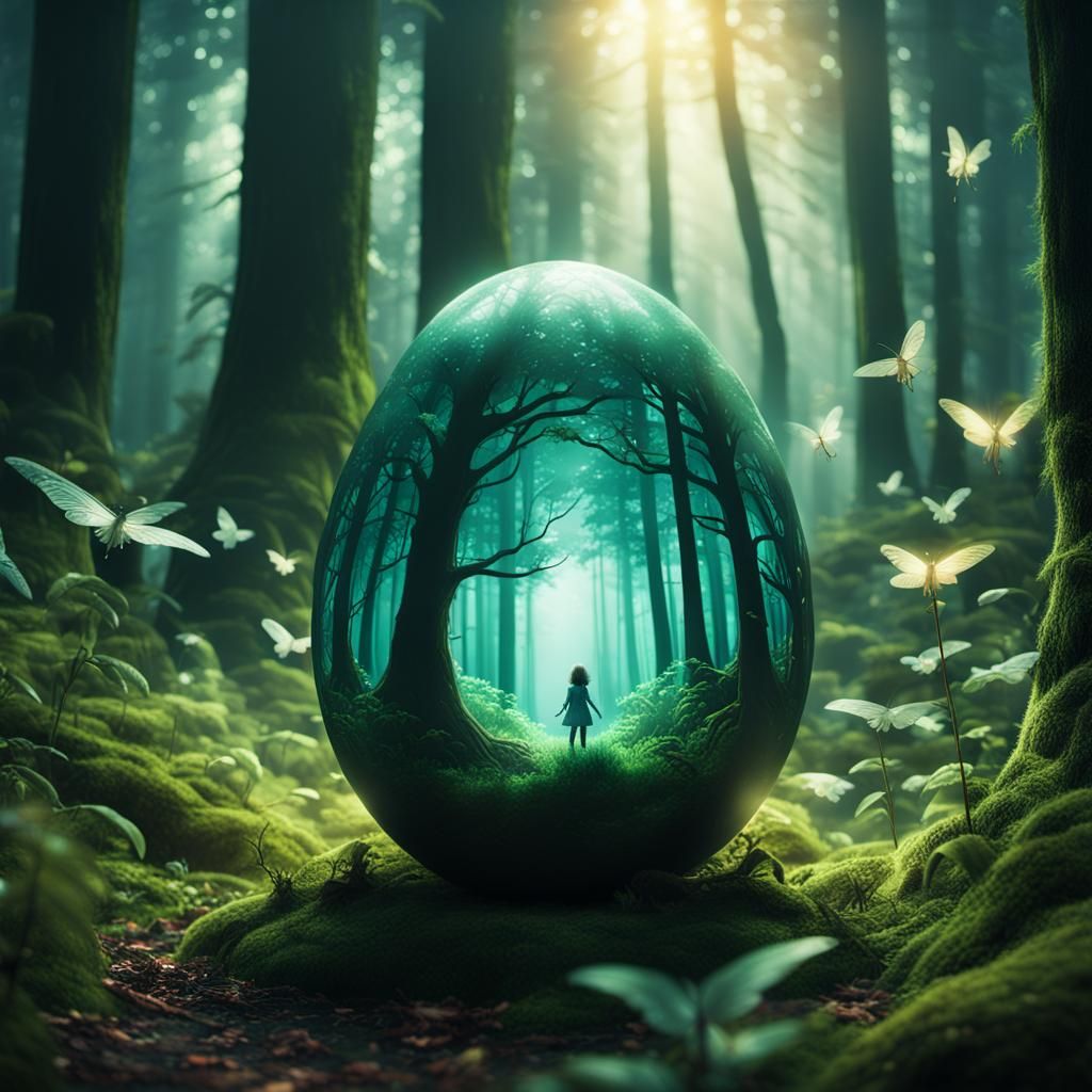 Magical Forest Inside a Glowing Egg