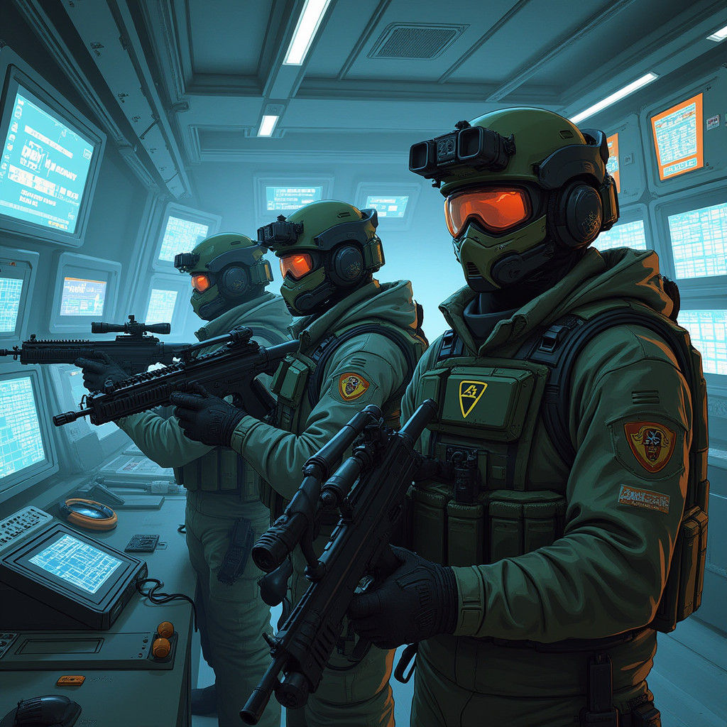 Elite Strike Force Team in Futuristic Command Center