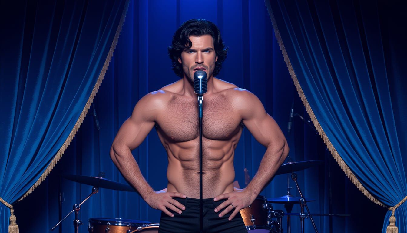 Italian Male Singer in Nightclub, Dramatic Lighting