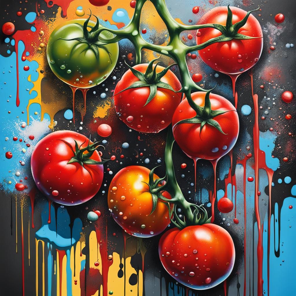 Tomato in Graffiti Splash Art Style