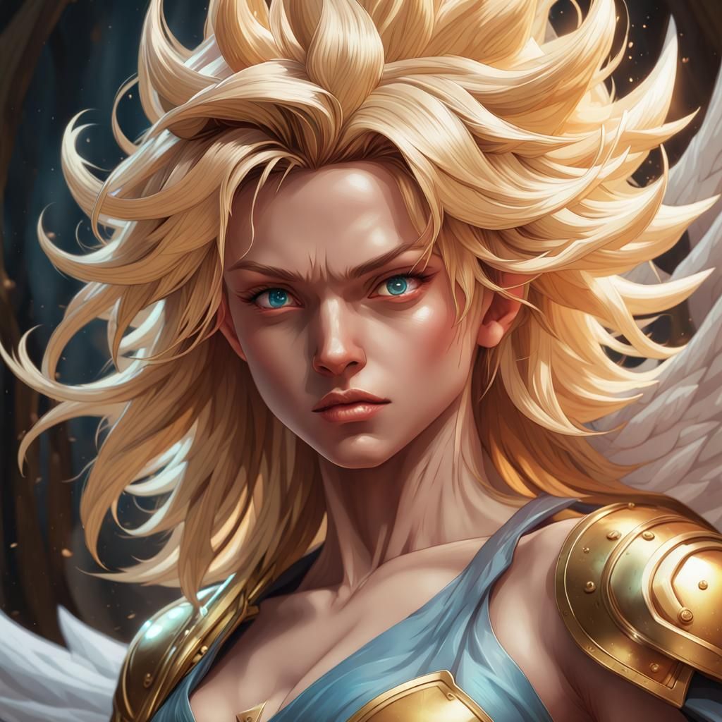 Hyperdetailed Super Saiyan Angel Portrait