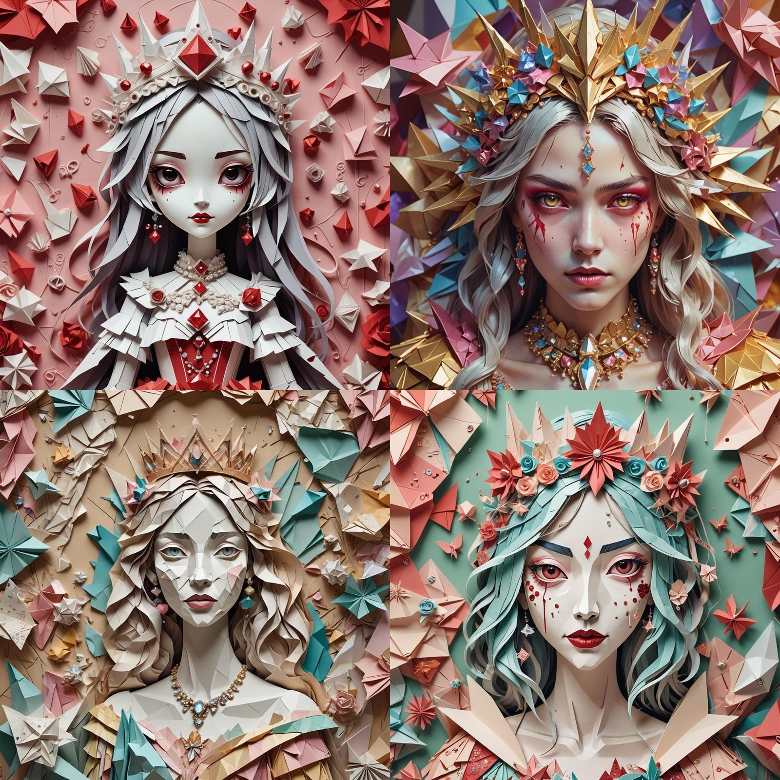 Terrifying Bloody Princess in Origami Papercraft Style