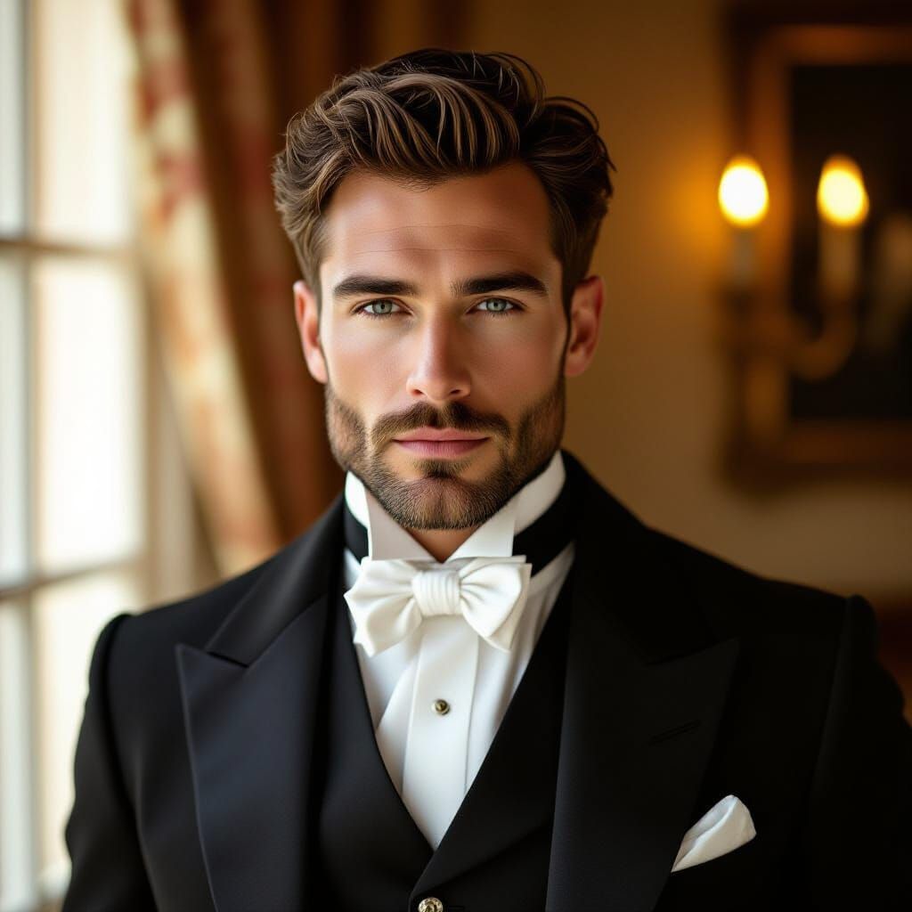 Elegant Portrait of a Man in 19th Century Formal Suit