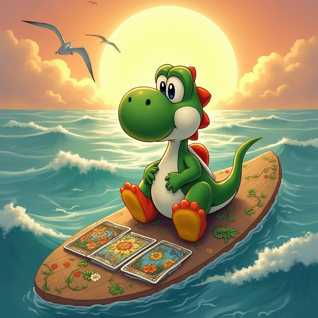 Yoshi in Ethereal Tarot Reading Scene
