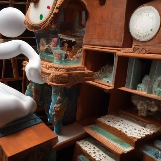 Porcelain Computer Scientist with Arcade Machine