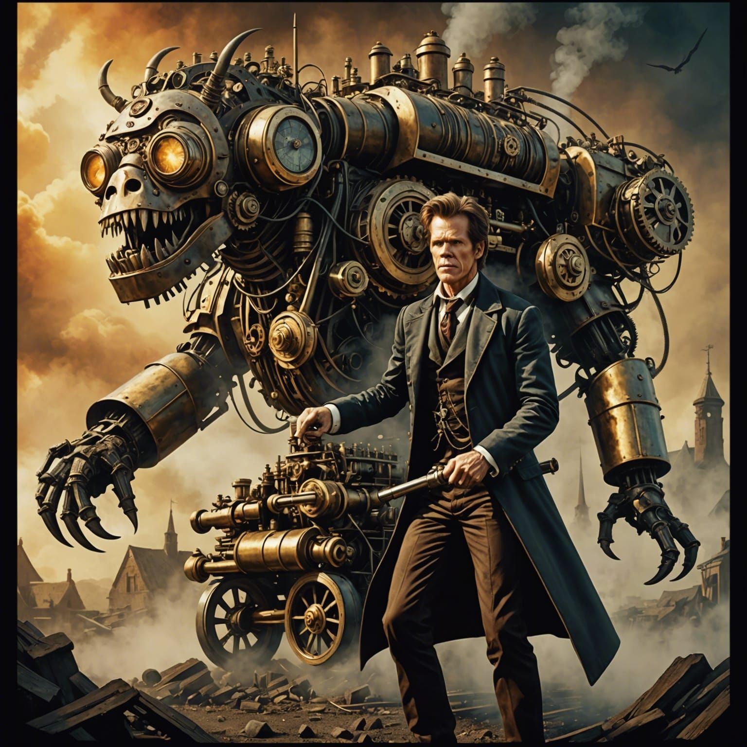 Kevin Bacon vs. Nightmare Creature: 70s Movie Poster