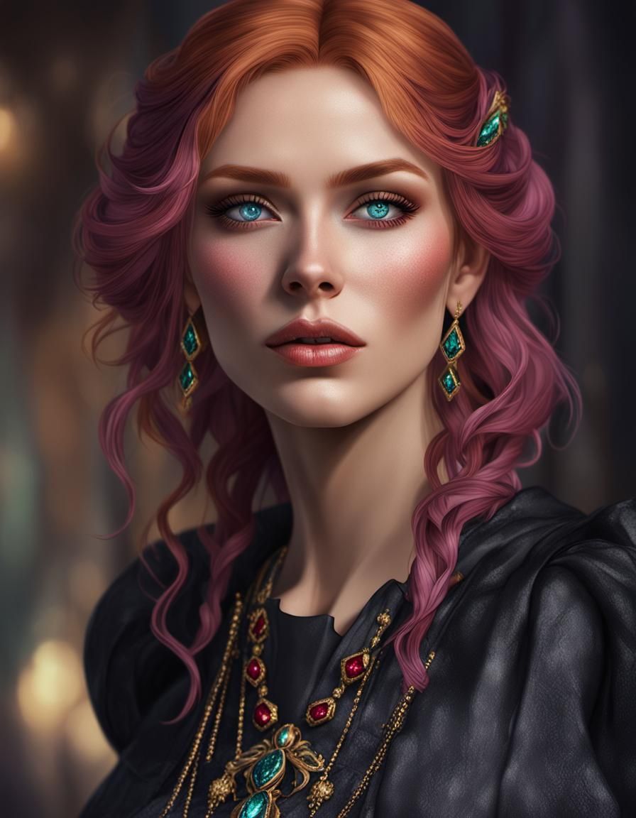 Gothic Woman with Jewels: Dark Fantasy Art