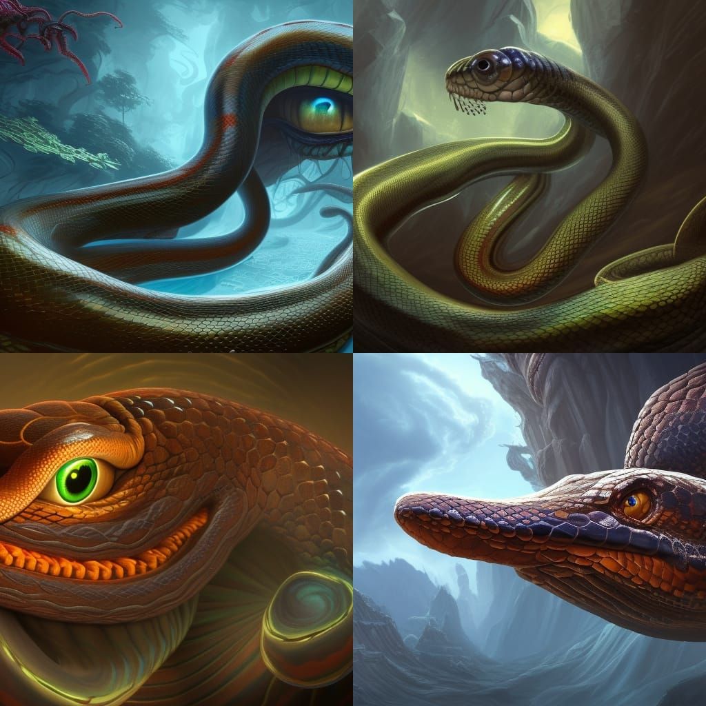 Giant Hypnotic Snake in Detailed Matte Painting