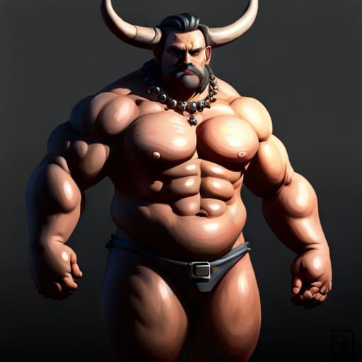 Morbidly Obese Butcher in Leather: Detailed Concept Art