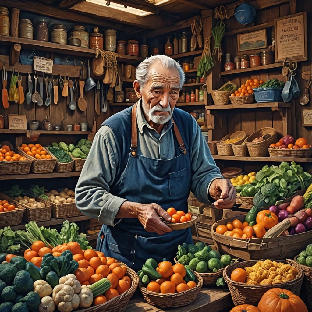 Rustic General Store Scene in Detailed Matte Painting