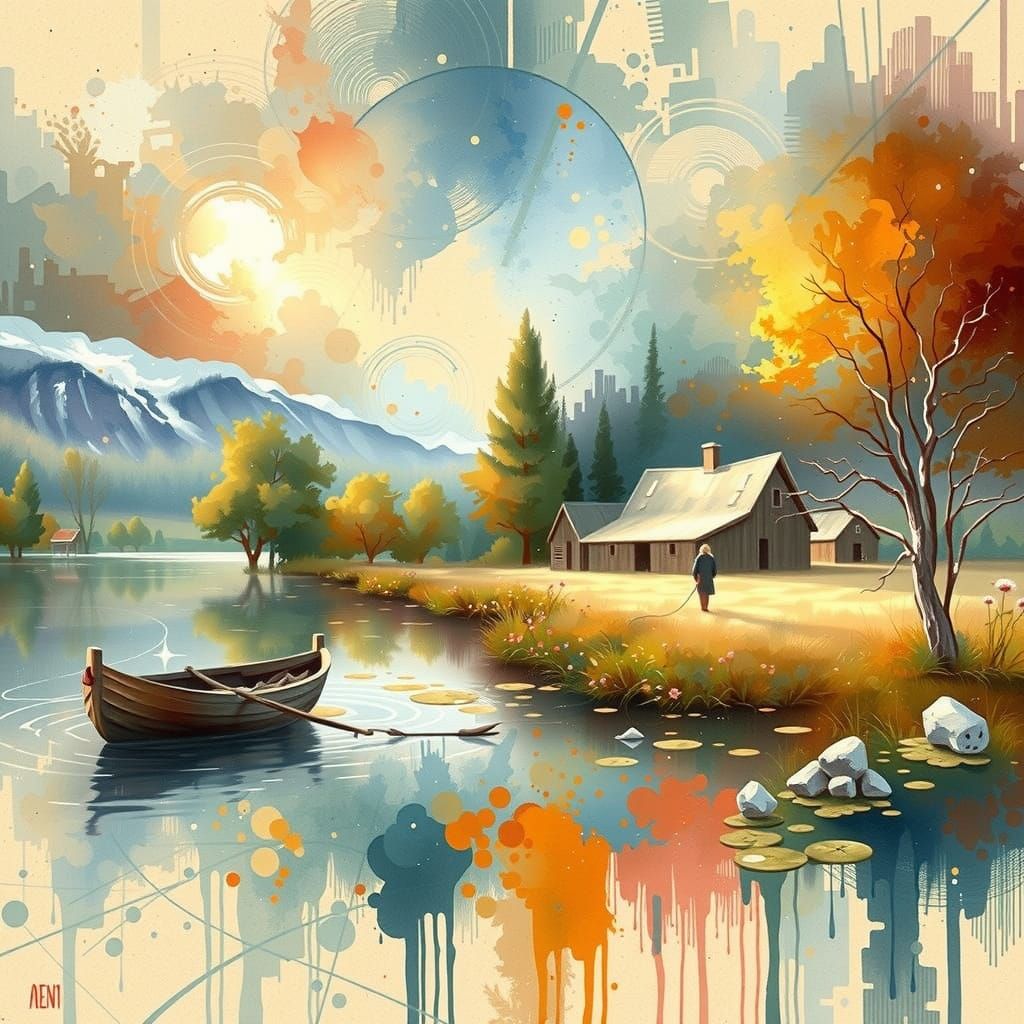 Sunrise Meadow: Impressionistic Watercolor Landscape