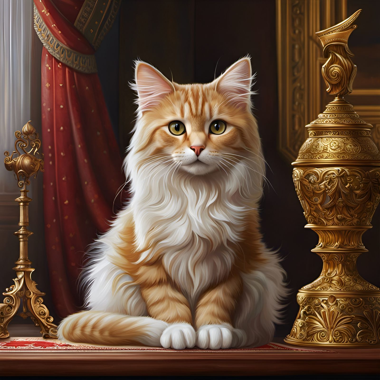 Majestic Cat Portrait in Hyperrealistic Style