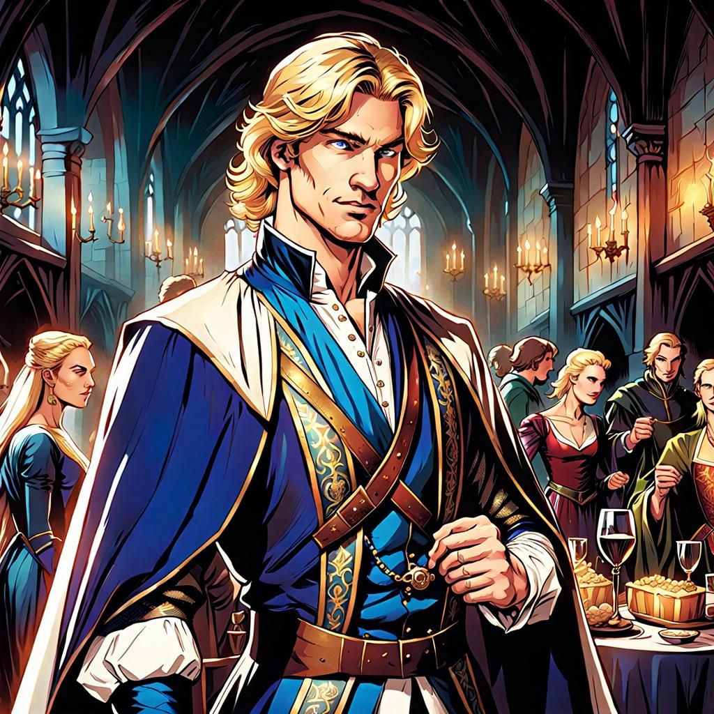 Handsome Nobleman at Party in Comic Book Art