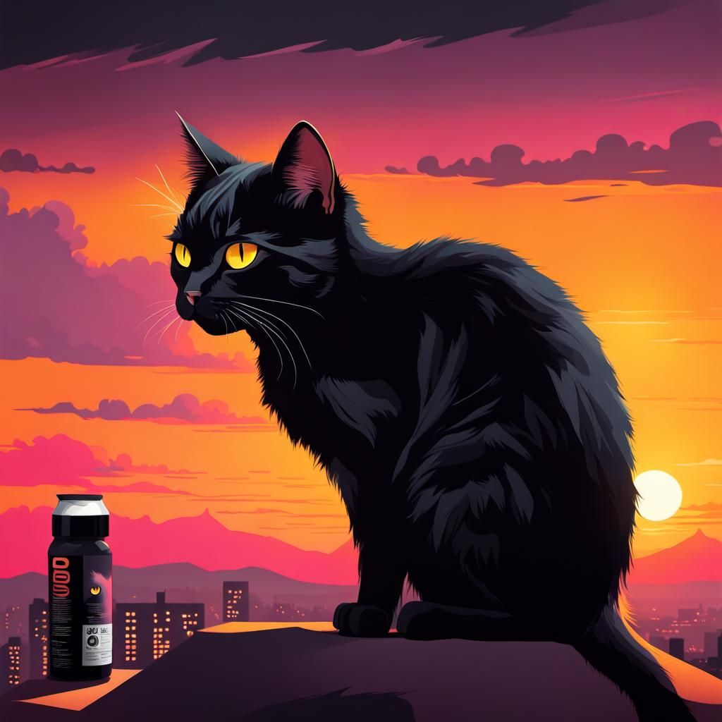 Enchanting Black Cat with Piercing Yellow Eyes