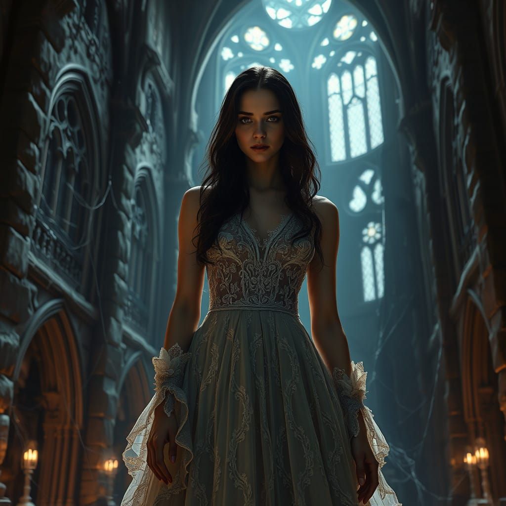 Ethereal Bride in Medieval Castle