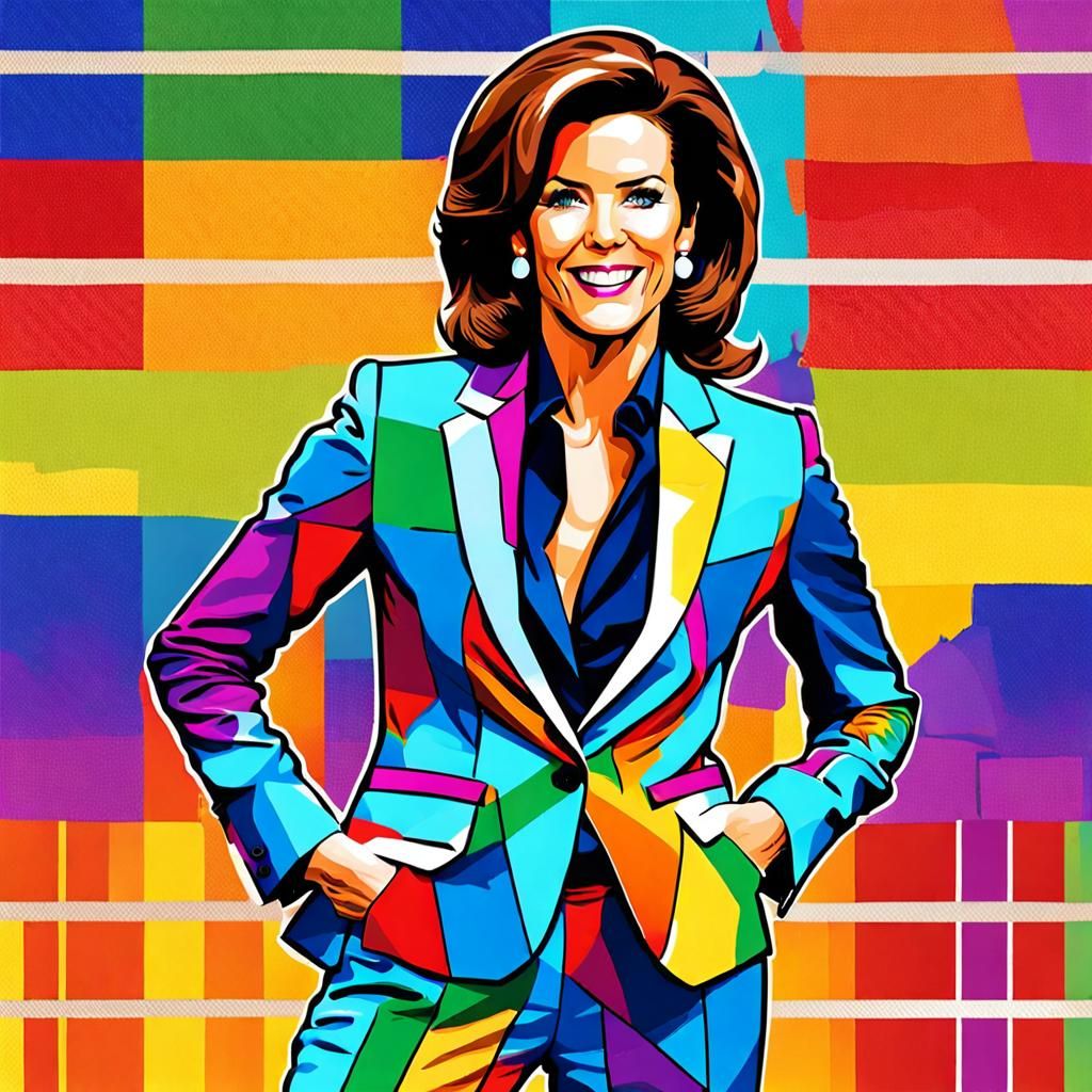 Pop Art Rendition of Woman in Rainbow Suit