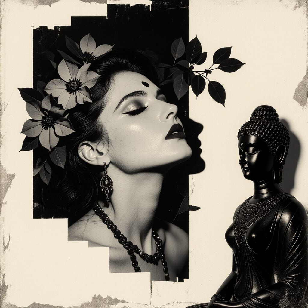 Shadowy Backstage Photo with Shriveled Flora in Sepia