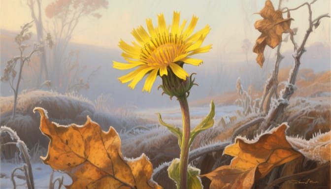 Resilient Jerusalem Artichoke in Autumn Oil Painting