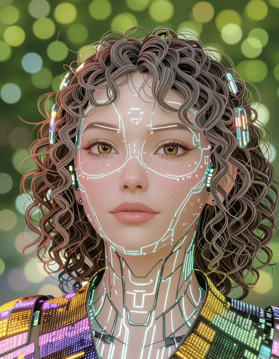 Cybernetic Woman in Neo-Tokyo: 3D Anime Style