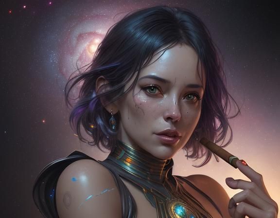 Damaged Galaxy Portrait: Hyperdetailed Digital Art