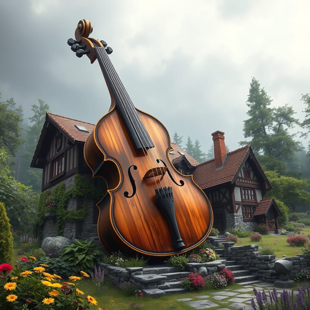 A whimsical and captivating architectural masterpiece, this enchanting image showcases a unique building that combines t...