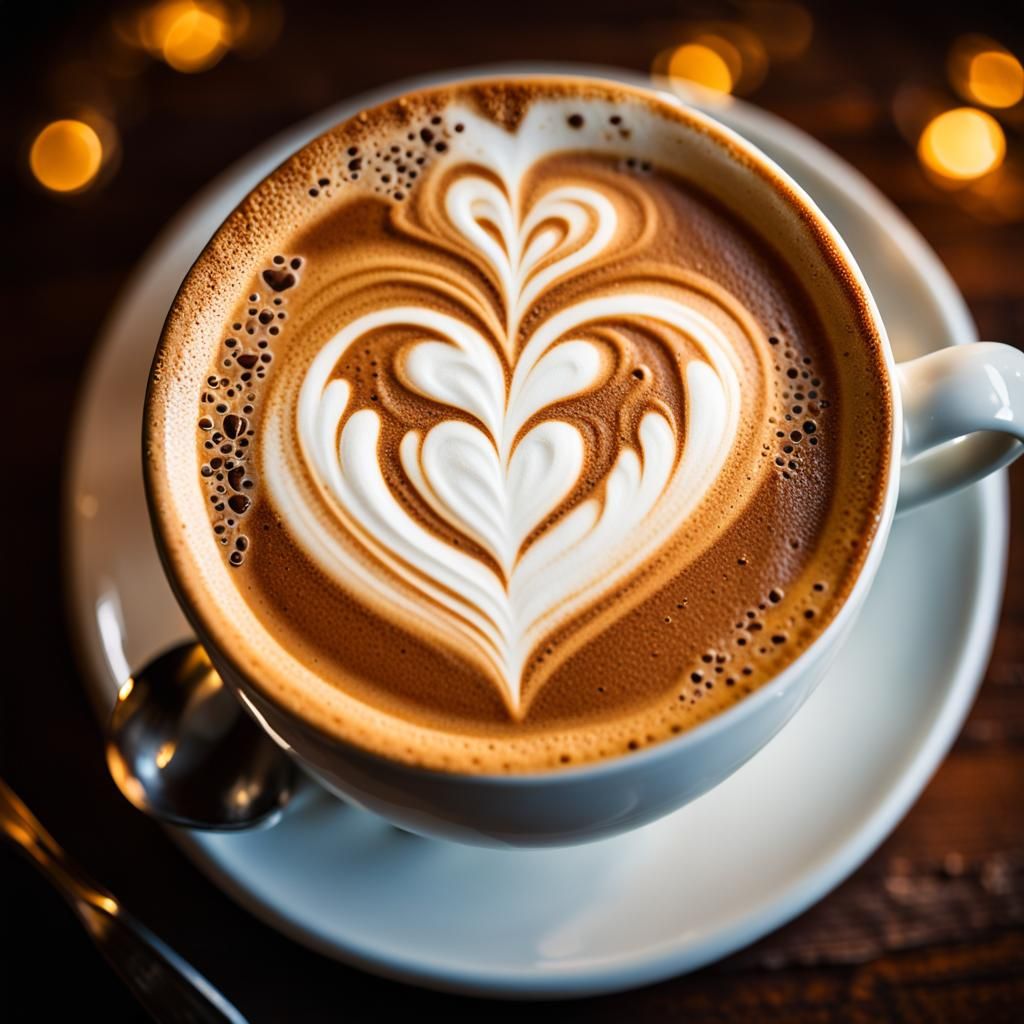Latte Art Heart in Coffee Shop Style