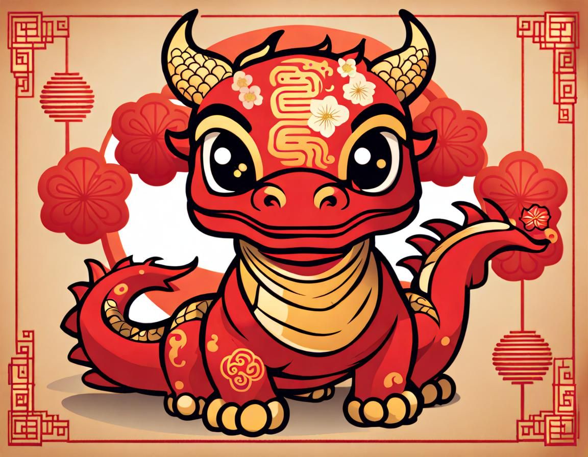 Chibi Dragon Celebrates Lunar New Year