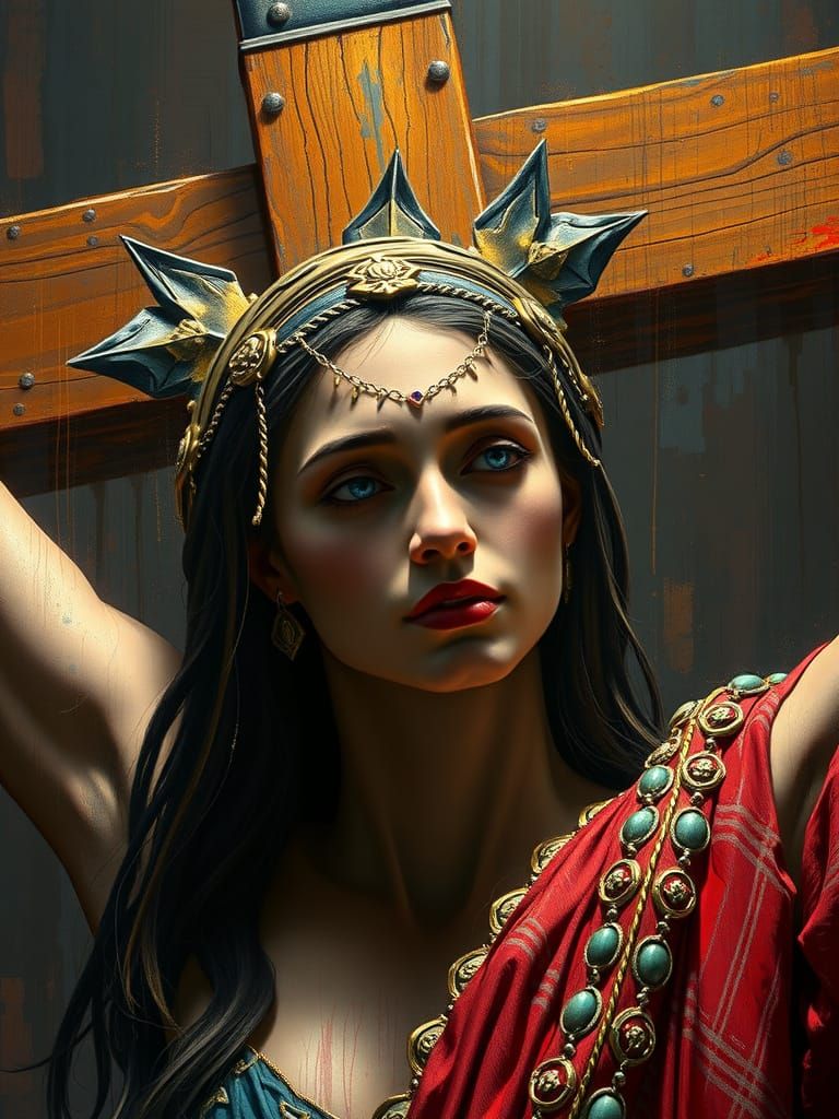 Crucified Woman in Roman Times, Oil Painting