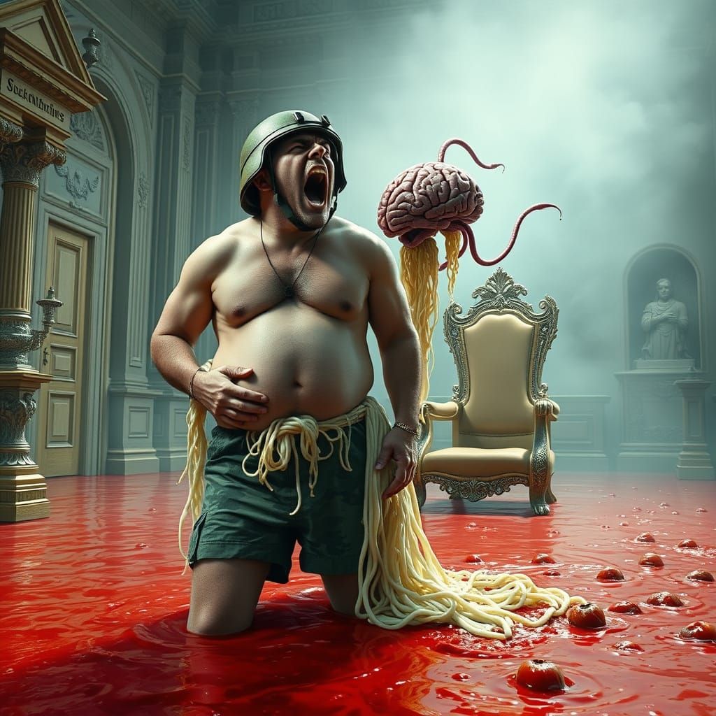 Irate Soldier and Robot Brain Feast in Marinara