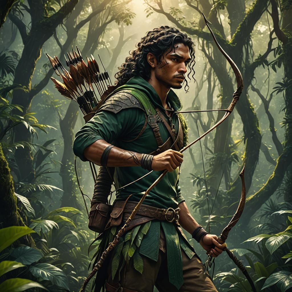 Hunter in Jungle: Medieval Fantasy Concept Art