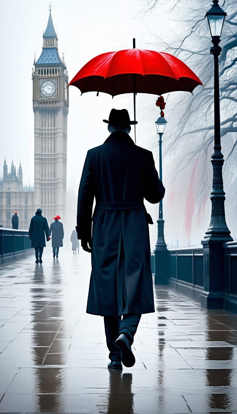 Winter London in Noir Monochrome Style