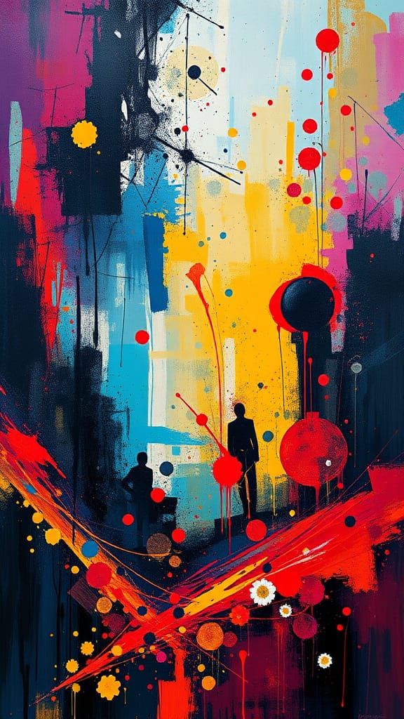 Surreal Expressionist Masterpiece with Vibrant, Contrasting ...