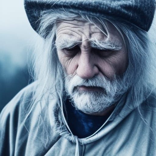 Sad Old Man by Campfire: Digital Matte Painting