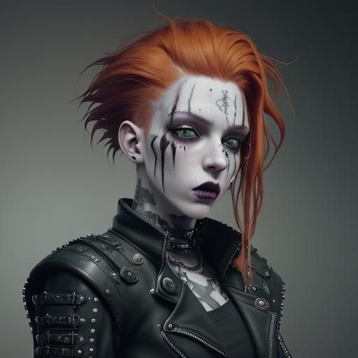 Androgynous Punk Sorcerer with Scarred Lips, Fantasy Art