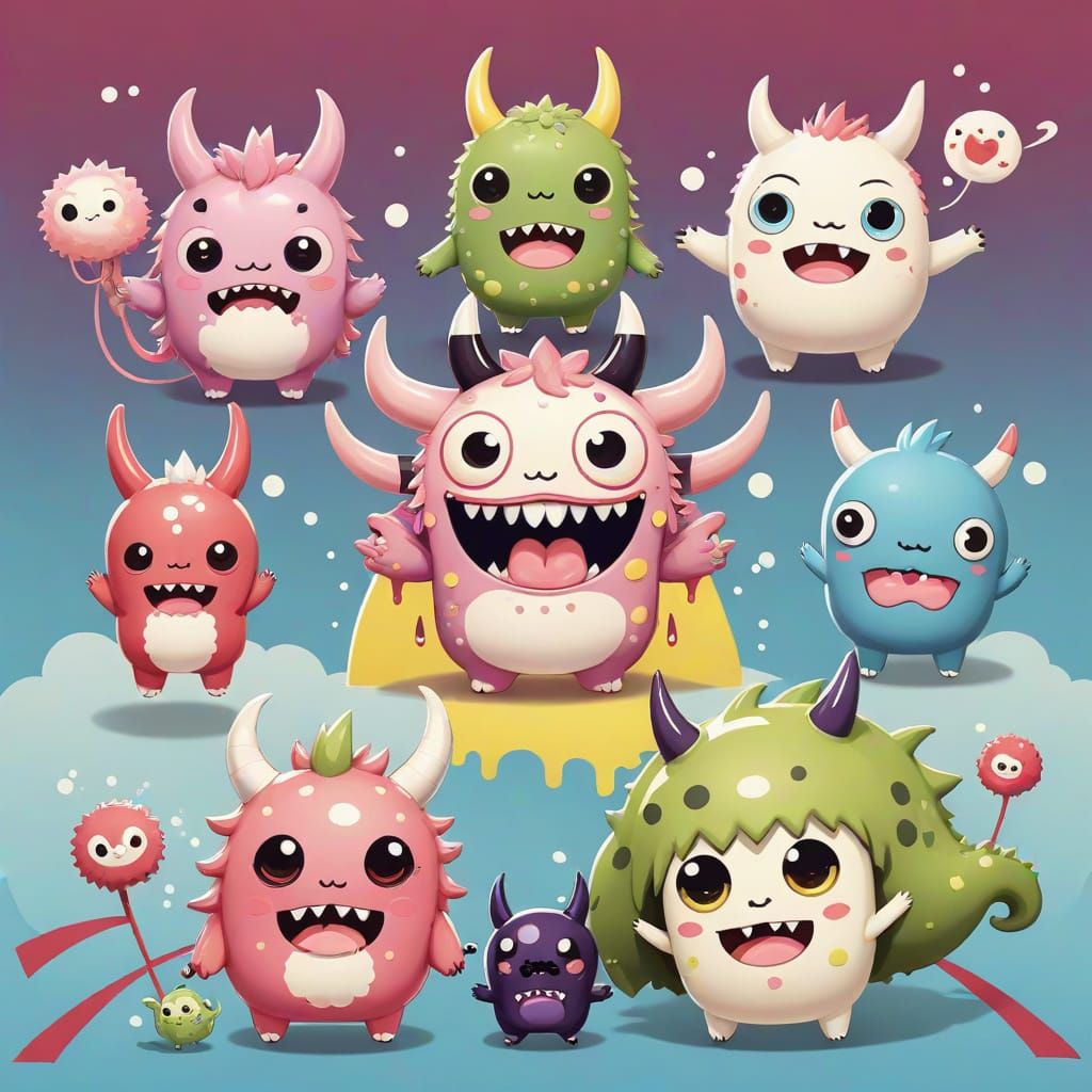 Zany Kawaii Monsters in Japanese Art Style