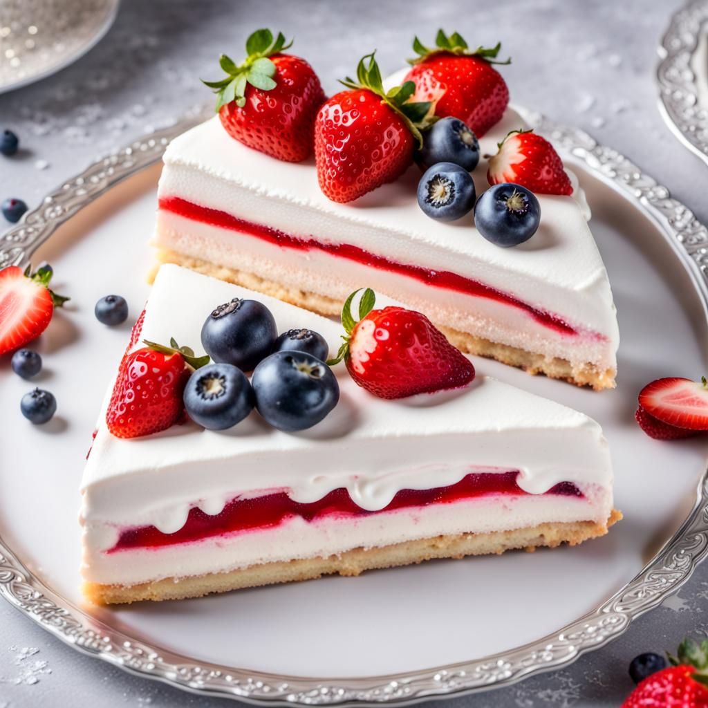 Hyperrealistic Strawberry Shortcake Slice with Champagne