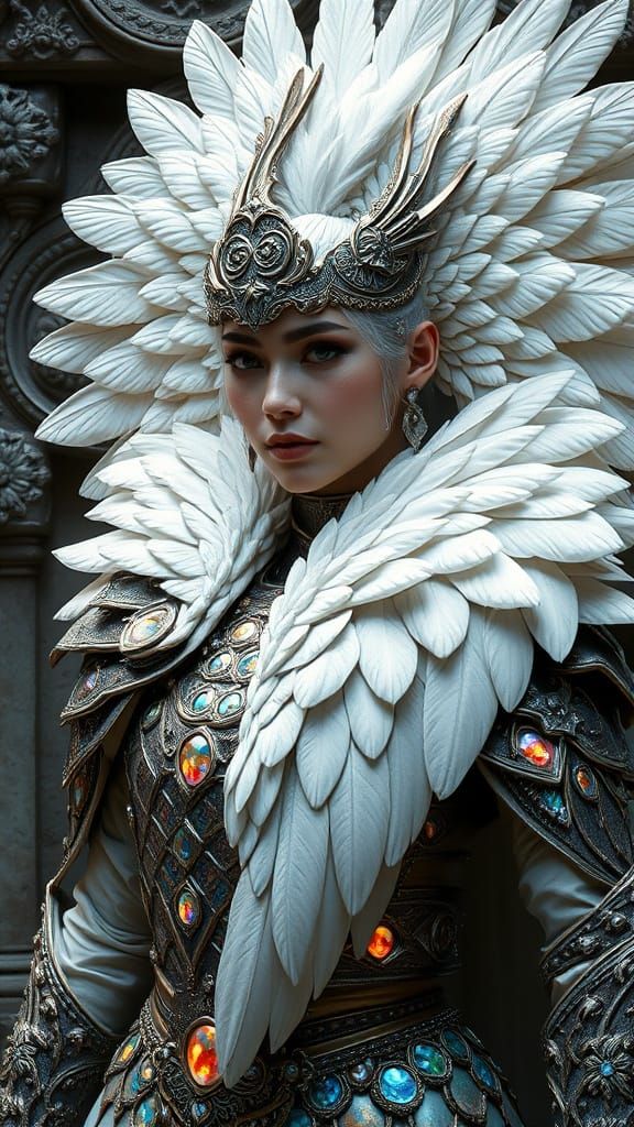 Swan Feather Warrior: Hyperdetailed Masterpiece