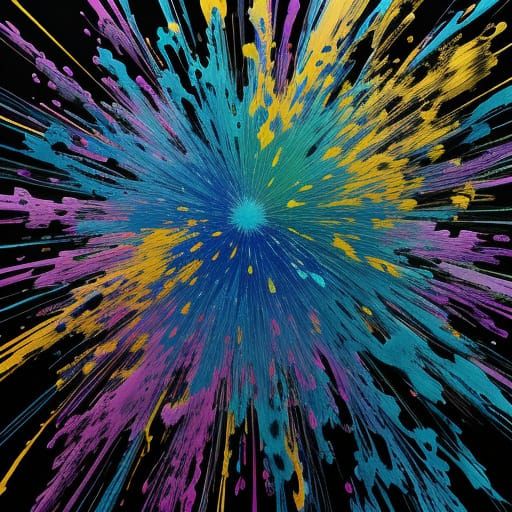 Vibrant Splatter Art in Iridescent Hues