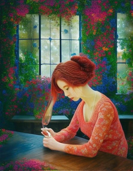 Embroidered Lace Flower Room in Gouache Style