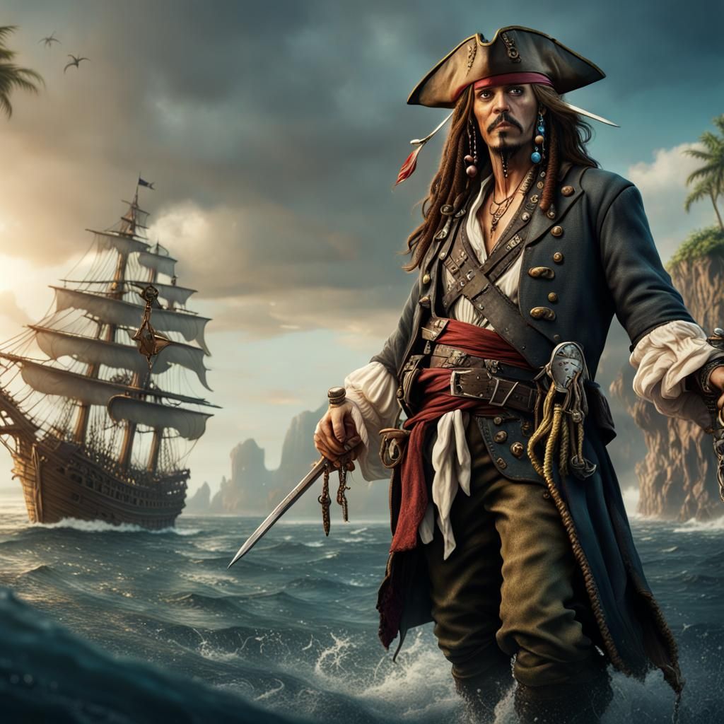 Detailed Matte Painting of Jack Sparrow