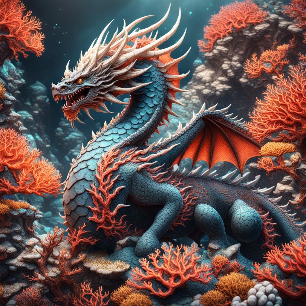 Fantastical Coral Dragon Concept Art in 8k